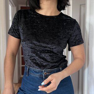 Vince short sleeve Easy Crushed Velvet Tee tshirt top grey blouse XS stretch